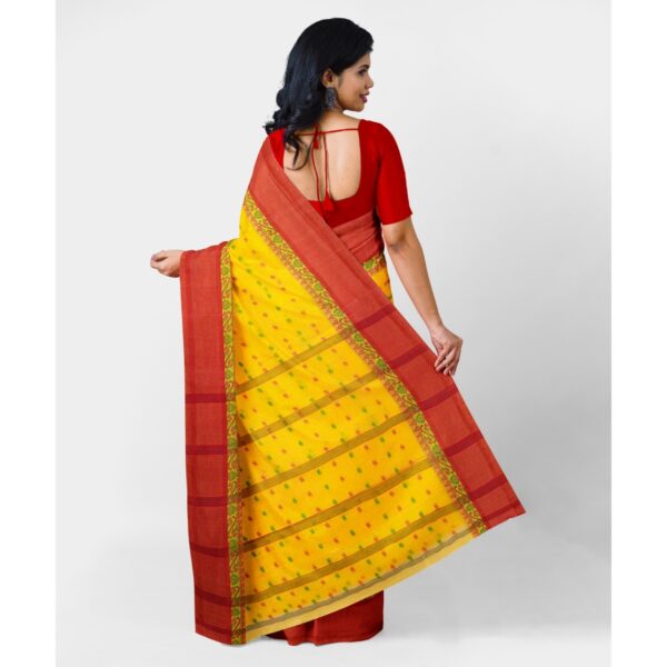 Yellow Cotton Saree with Red Border