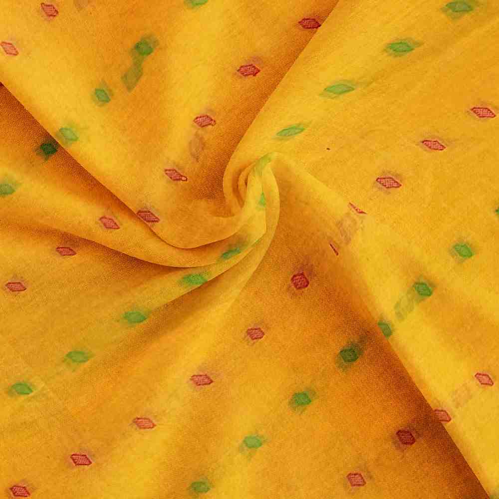 100% Cotton Yellow Tant Saree with Red Border (Handwoven Work) 4 Yellow Cotton Tant Saree for Haldi Ceremony