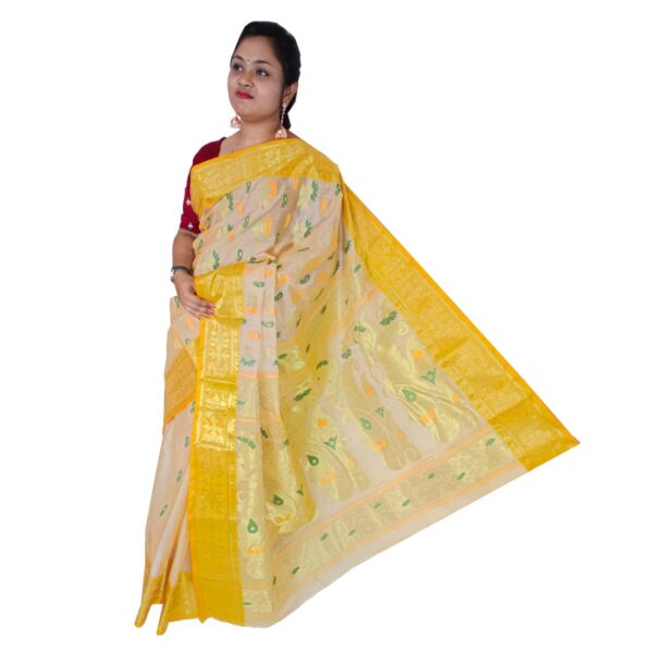 Yellow Pure Tussar Silk Saree