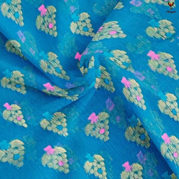Blue Jamdani Saree with Zari Work