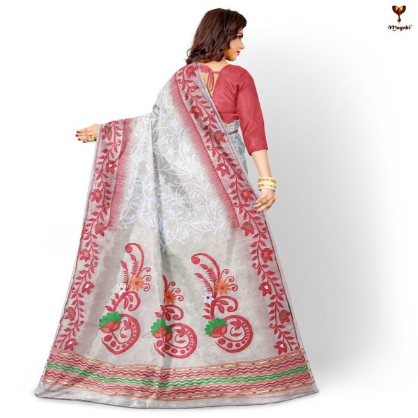 Lal Sada Jamdani Saree