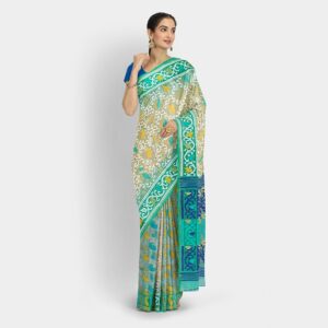 Off White Resham Silk Dhakai J...