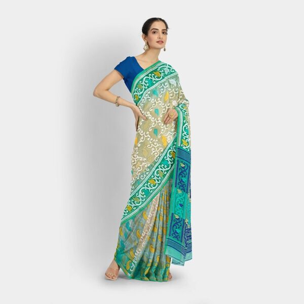 Off White Resham Jamdani Saree