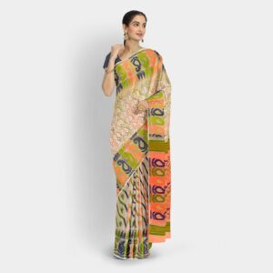 Off White Resham Silk Dhakai J...