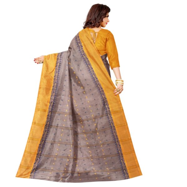 Warm Grey Color Cotton Tant Saree