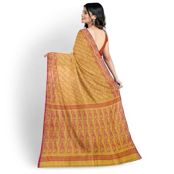Yellow & Red Cotton Jamdani Saree