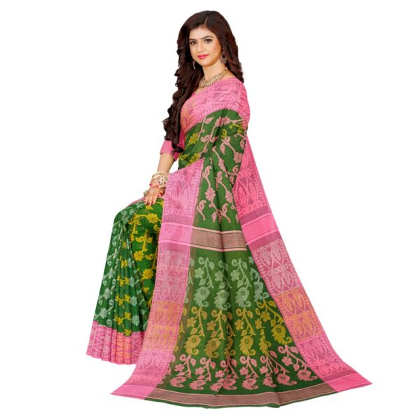 Green Cotton Dhakai Jamdani Saree from West Bengal