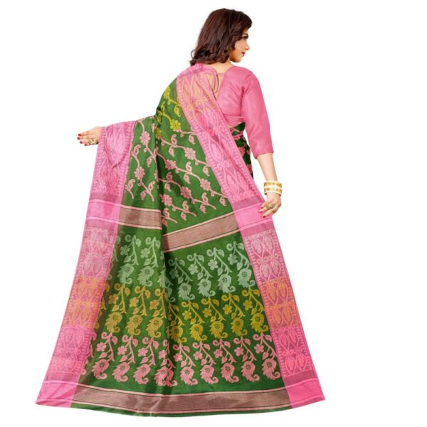 Green Cotton Dhakai Jamdani Saree from West Bengal