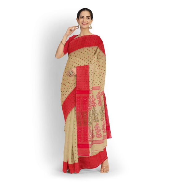 Off White Cotton Baluchari Tant Saree