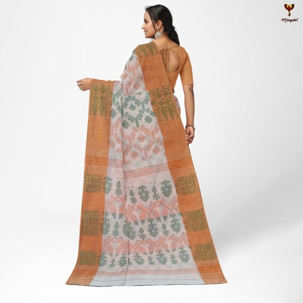 Off White Cotton Dhakai Jamdani Saree