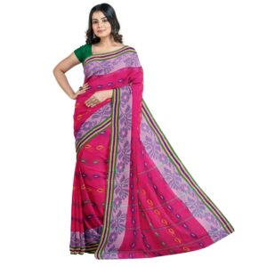 Rani Pink 100% Pure Cotton Bengali Tant Saree