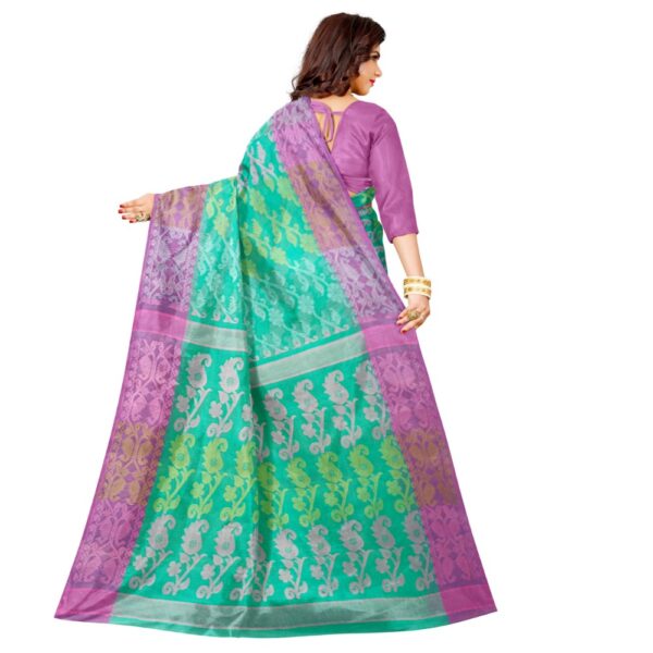 Turquoise Color Cotton Jamdani Saree