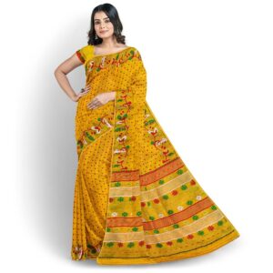 Yellow Dhakai Jamdani Saree wi...