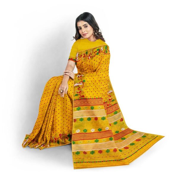 Yellow Jamdani Saree with Blouse Piece