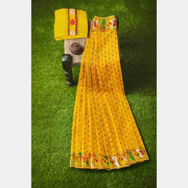 Yellow Jamdani Saree with Blouse Piece