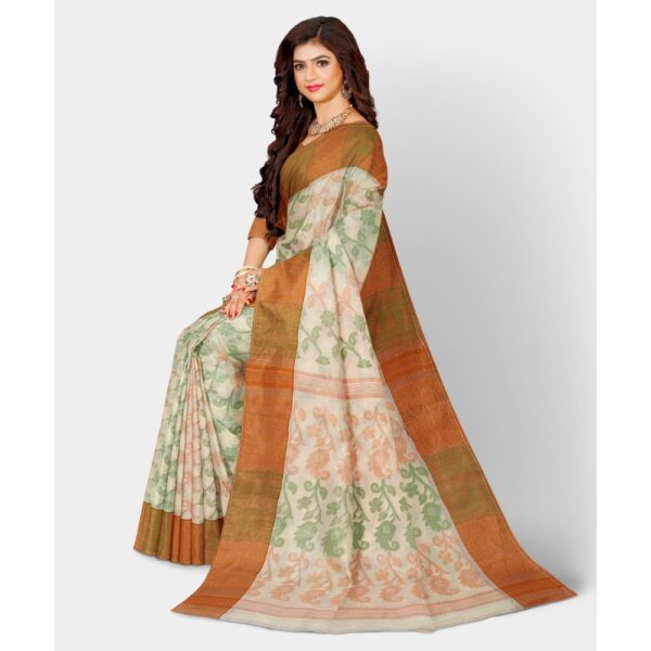 Beige Pure Cotton Jamdani Saree