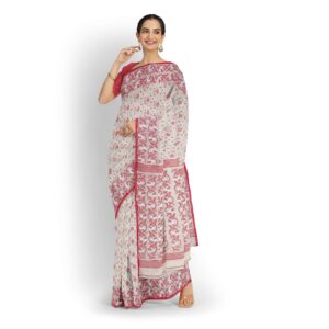 Off White Pure Cotton Jamdani ...