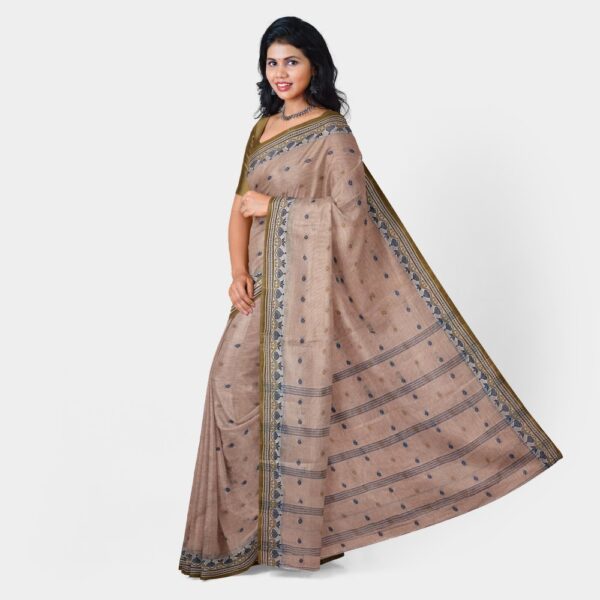 Beige Color Bengali Cotton Tant Saree
