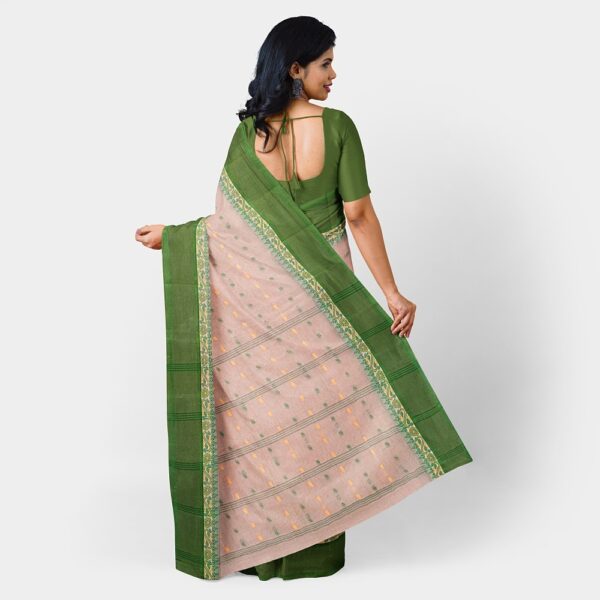 Off White Cotton Tant Saree for Old Women