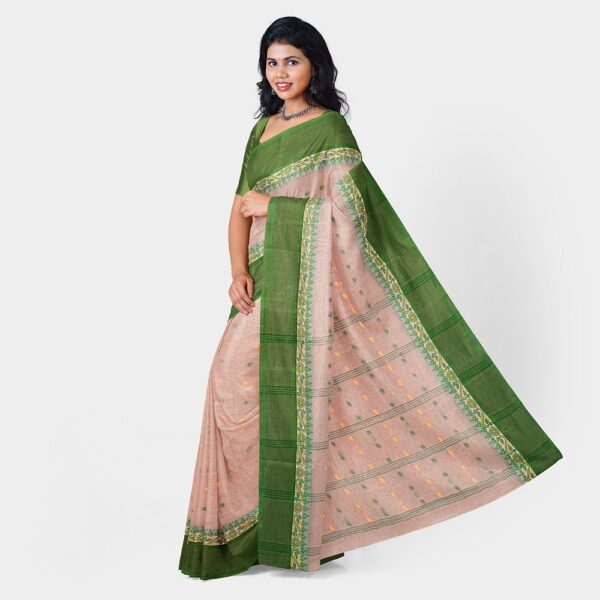 Off White Cotton Tant Saree for Old Women
