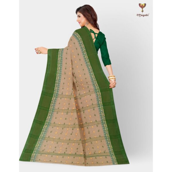 Off White and Green Saree