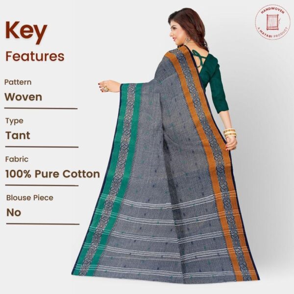 Dark Grey Pure Cotton Sari