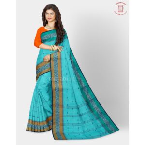 Ocean Blue Saree in Pure Cotton (Hand Woven)