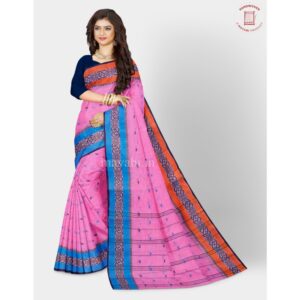 Pink Color 100% Pure Cotton Saree (Hand Woven)