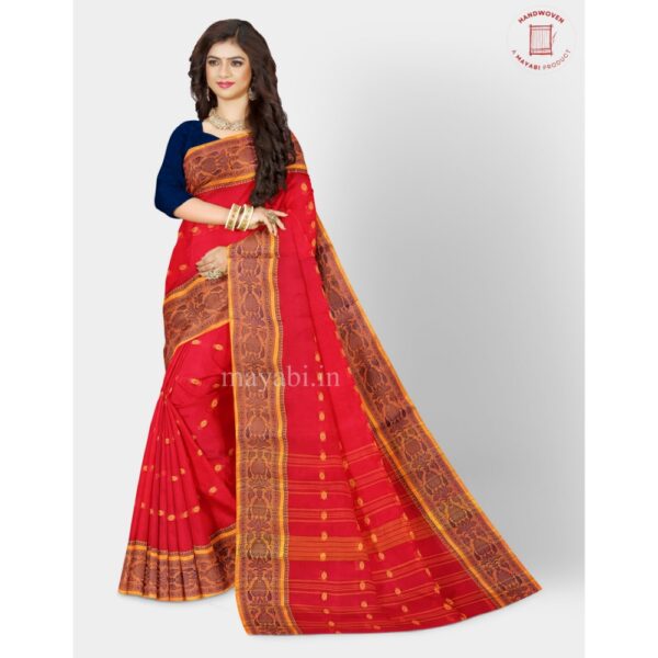 Red Color Cotton Tant Saree