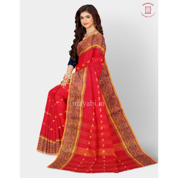 Red Color Cotton Tant Saree