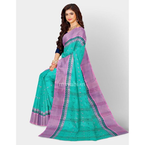 Turquoise Blue Saree in Pure Cotton