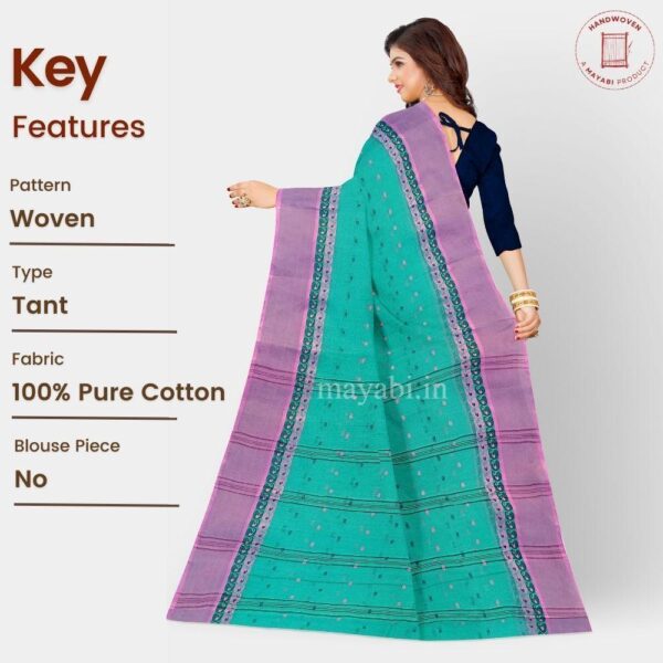 Turquoise Blue Saree in Pure Cotton