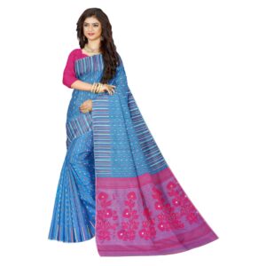 Blue Soft Dhakai Jamdani Saree