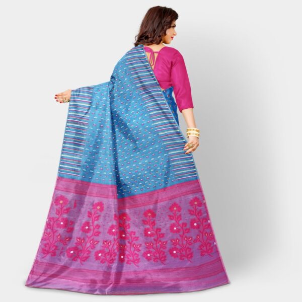 Blue Soft Dhakai Jamdani Saree