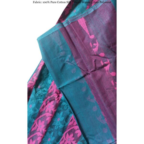 Blue and Pink Jamdani Sari