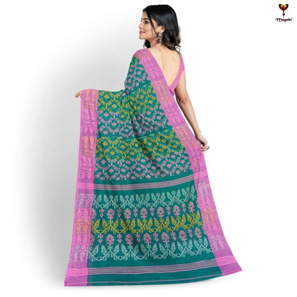 Dark Green Cotton Dhakai Jamdani Saree