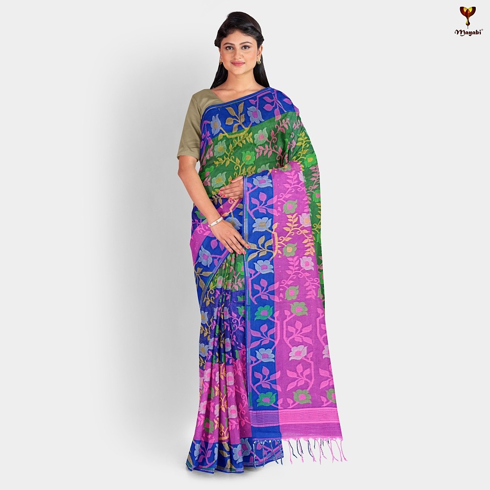 Traditional Pure Cotton Tant Jamdani Saree (Multicolor) 1 Multicolor Bengali Cotton Tant Jamdani Saree