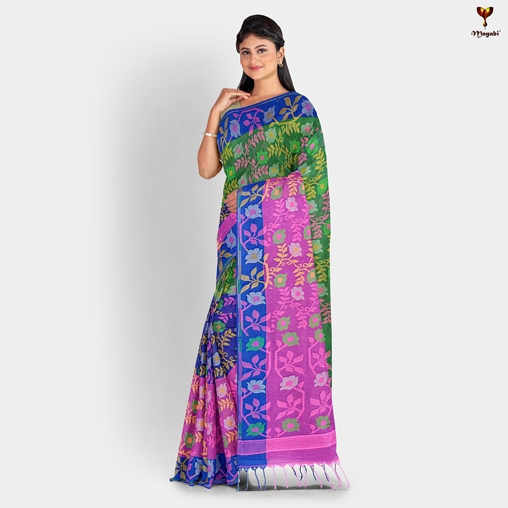 Traditional Pure Cotton Tant Jamdani Saree (Multicolor) 3 Multicolor Bengali Cotton Tant Jamdani Saree