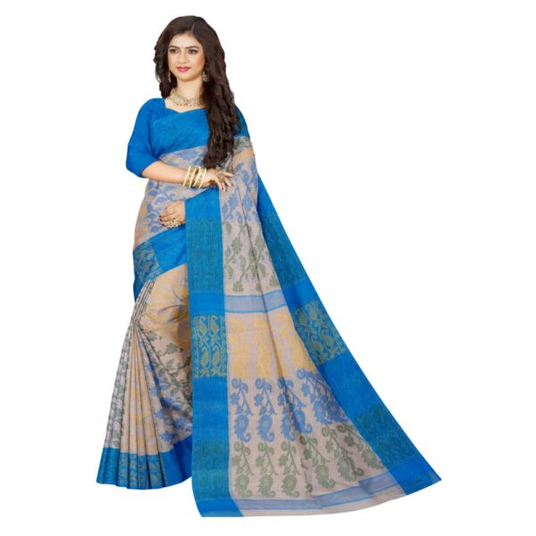 Off White Dhakai Jamdani Saree in Pure Cotton