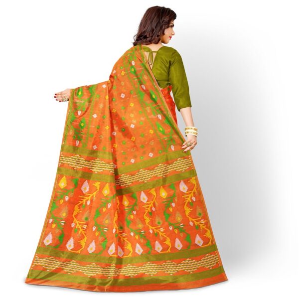 Orange Dhakai Jamdani Saree