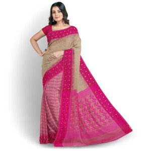 Pastel Brown Dhakai Jamdani Sa...