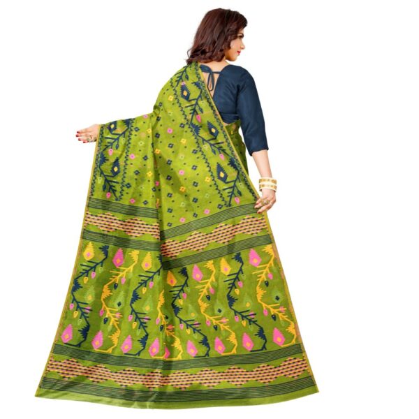 Pea Green Dhakai Jamdani Saree