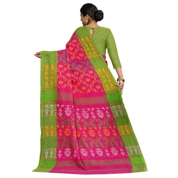 Rani Pink Cotton Jamdani Saree