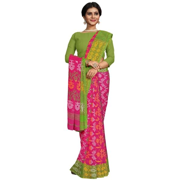 Rani Pink Cotton Jamdani Saree