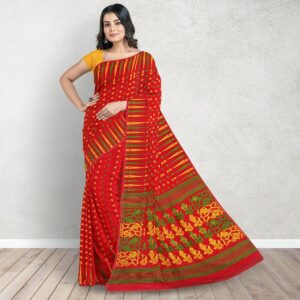 Red Traditional Jamdani Saree ...