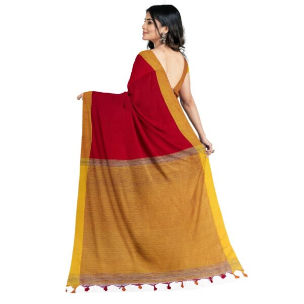 Red and Yellow Silk Handloom Saree