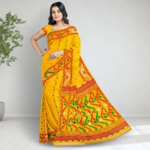 Yellow Jamdani Saree with Blouse Piece