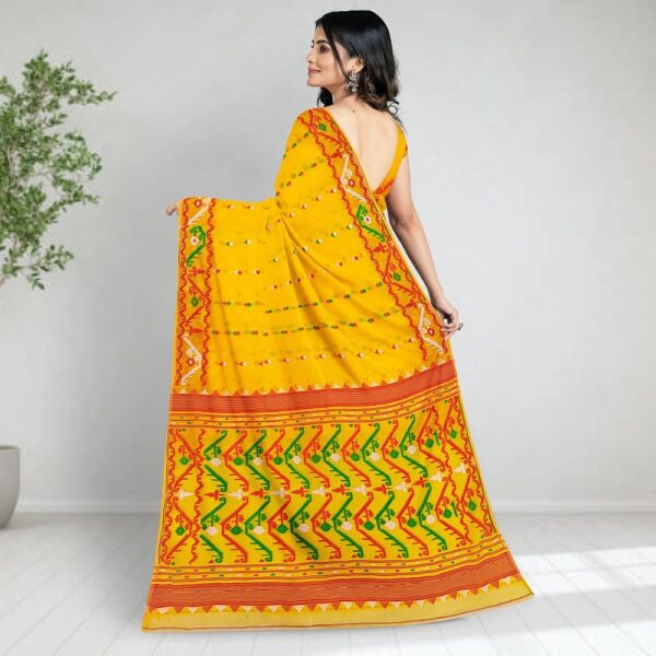 Yellow Jamdani Saree with Blouse Piece