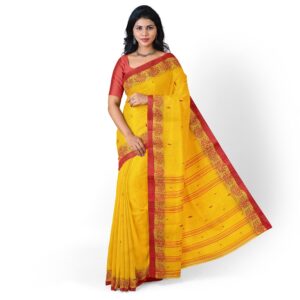 Buy Yellow Cotton Tant Saree f...