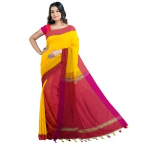 Yellow and Pink Bengali Silk H...